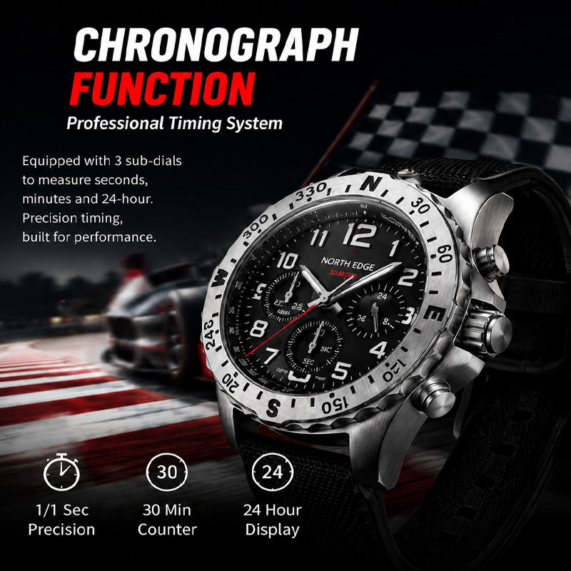 Montres pour hommes NORTH EDGE - Chronograph Flyback Watch avis et prix