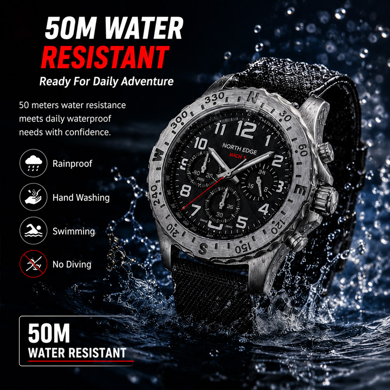 Montres pour hommes NORTH EDGE - Chronograph Flyback Watch avis et prix
